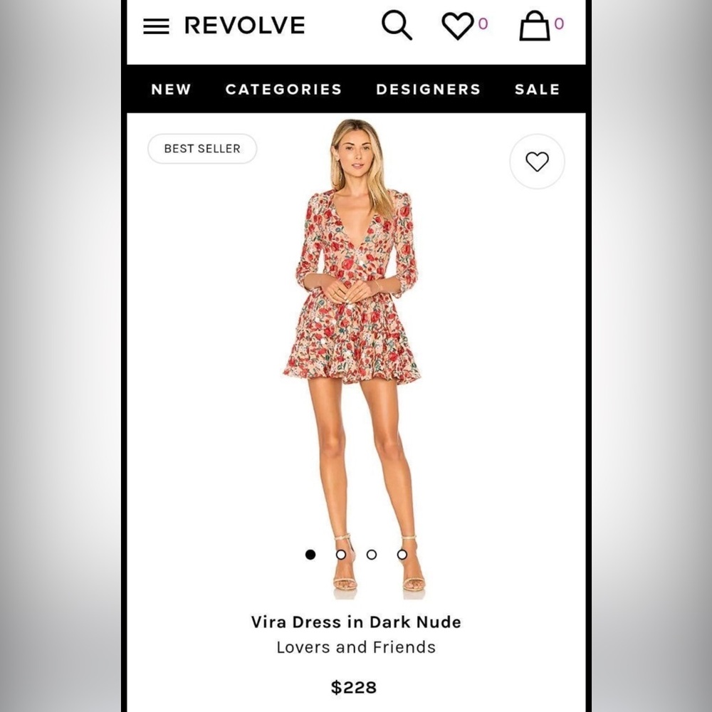 Lovers + Friends Floral Mini Dress in Nude and Red